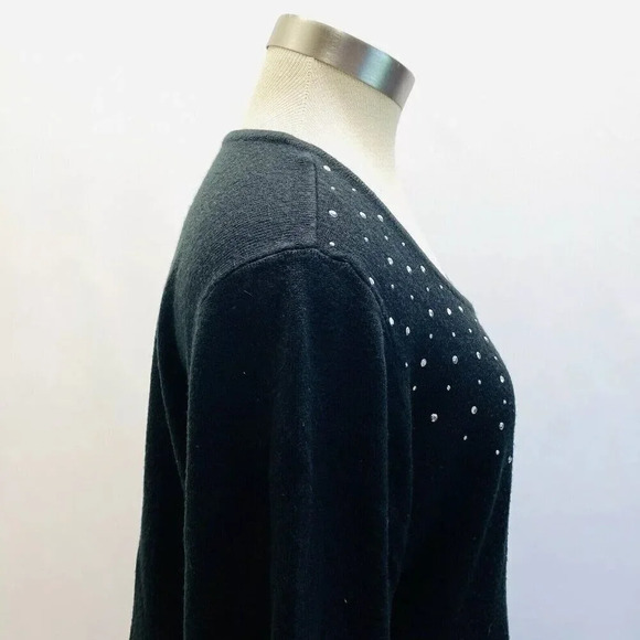 CAROLYN TAYLOR Women Long Sleeve Pull Over Studs Black Knit Sweater Extra Large - Picture 4 of 10